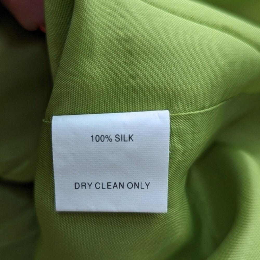 Y2K Trina Turk Silk Bow Mini Skirt Chartreuse Green S - Picture 8 of 12